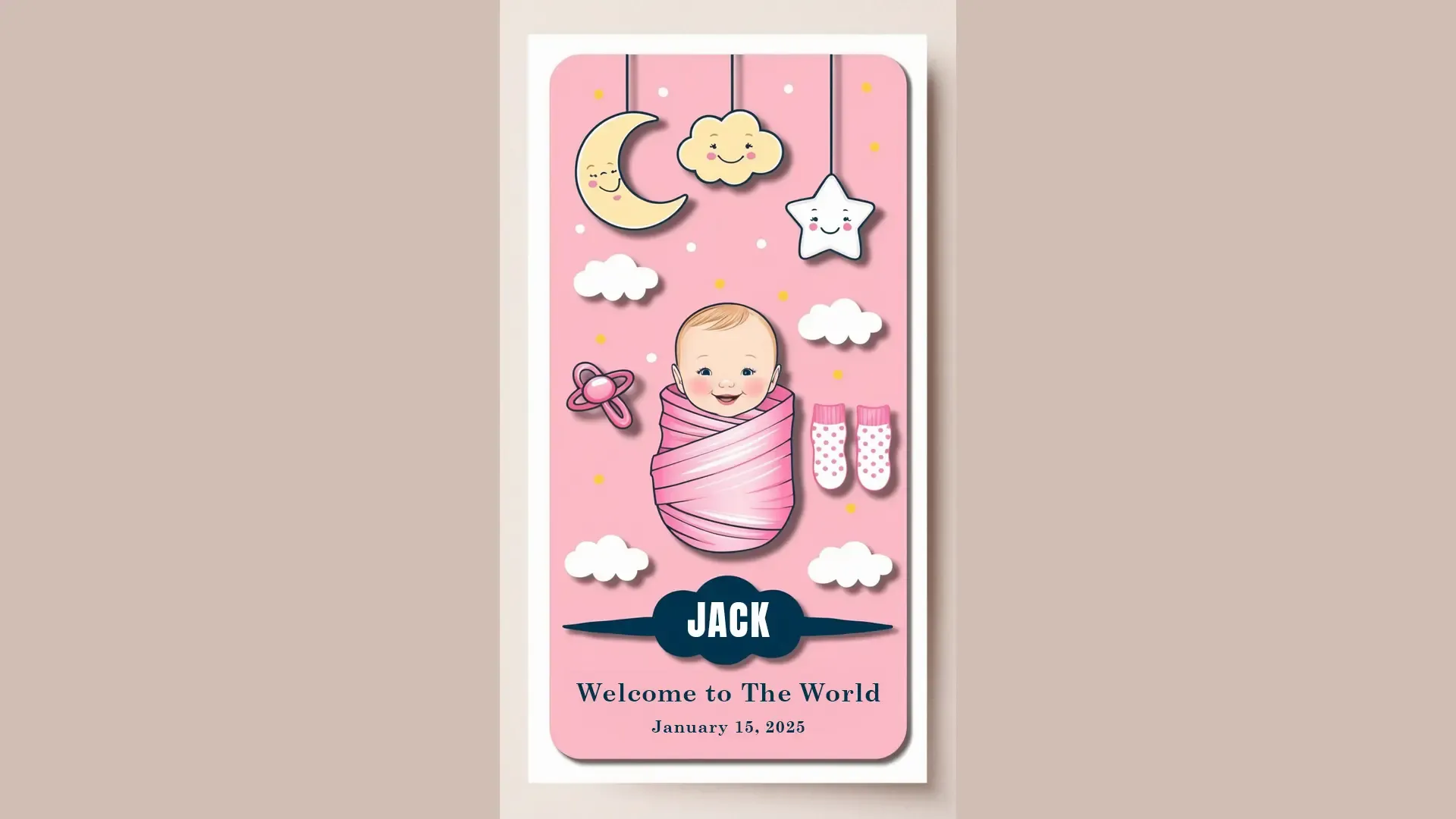 Personalized Baby Announcement Card for Instagram Story